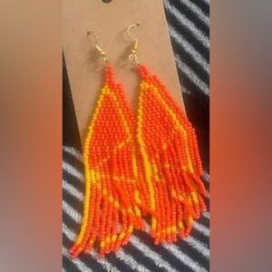 Handmade Orange Slice Beaded Earrings
